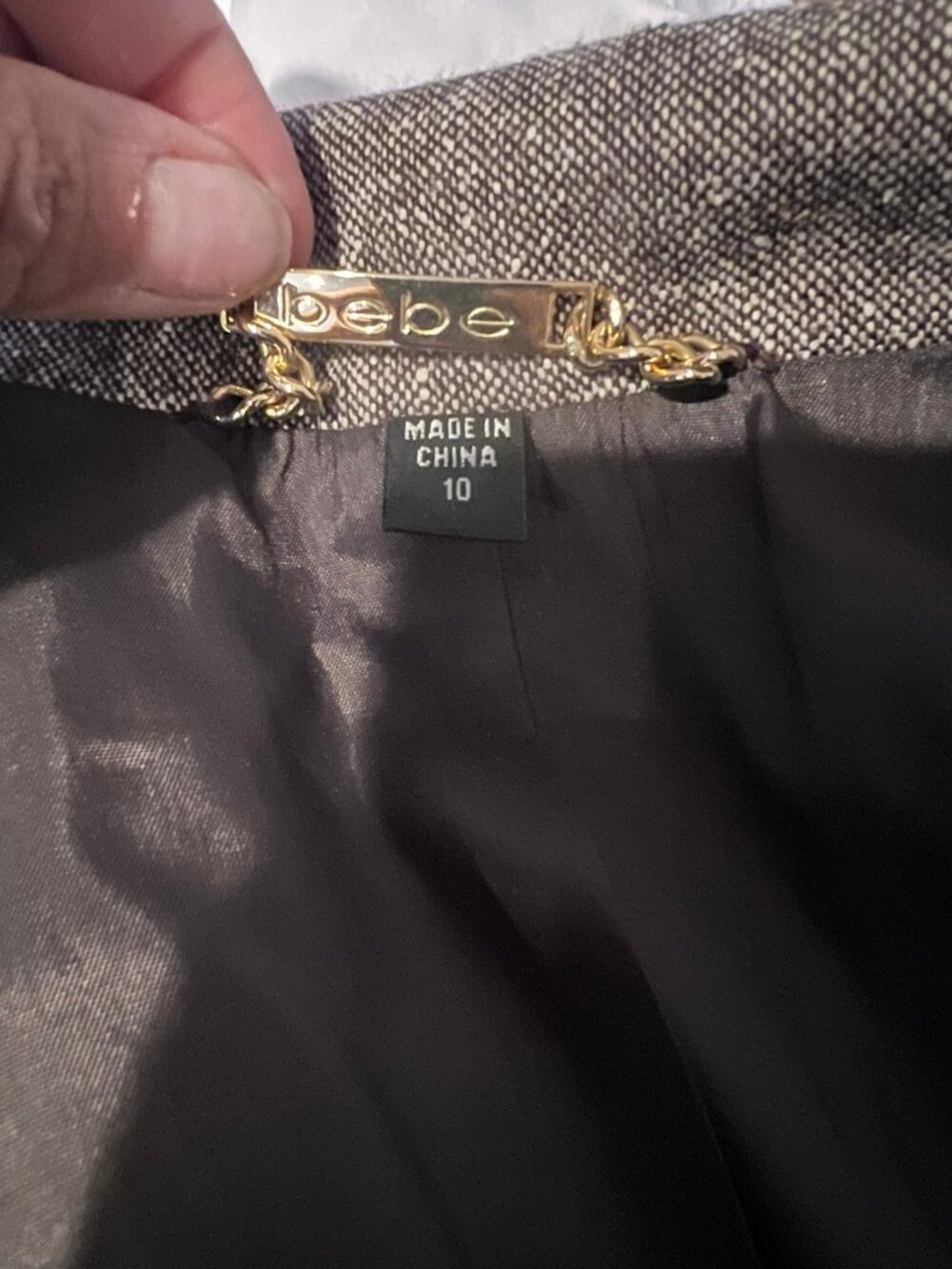 VINTAGE Y2K BEBE TWO PIECE SKIRT JACKET TWEED SUIT SIZE 8 / 10 - Picture 6 of 11